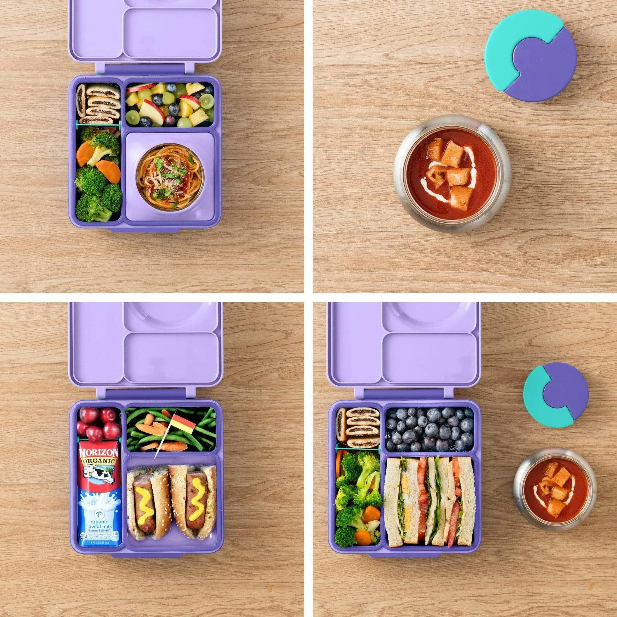 OmieBox V2 Bento Box for Kids - Insulated Bento Lunch Box - Purple Plum