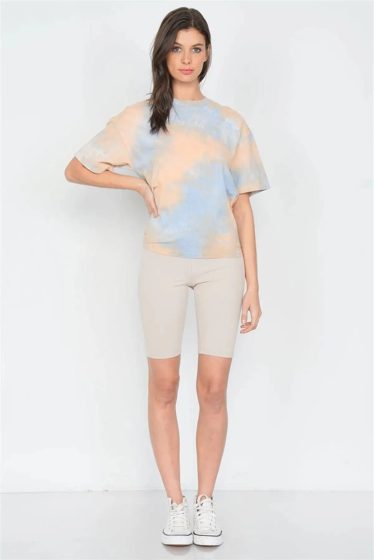 Orange Tie Dye Back Cut Out Knot Vintage Relaxed Fit Tee