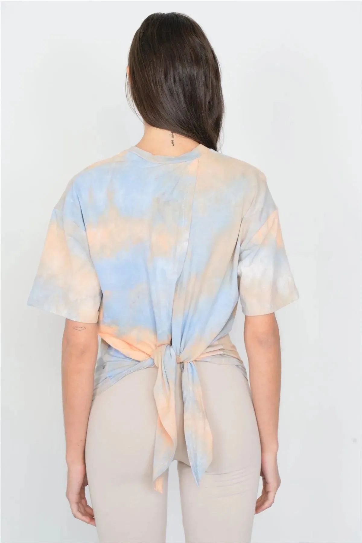 Orange Tie Dye Back Cut Out Knot Vintage Relaxed Fit Tee