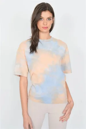 Orange Tie Dye Back Cut Out Knot Vintage Relaxed Fit Tee