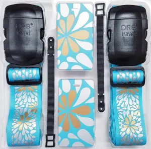 ORB Travel - Travel Essentials Kits-TE215-Blooms-Turquoise/Metallic Gold