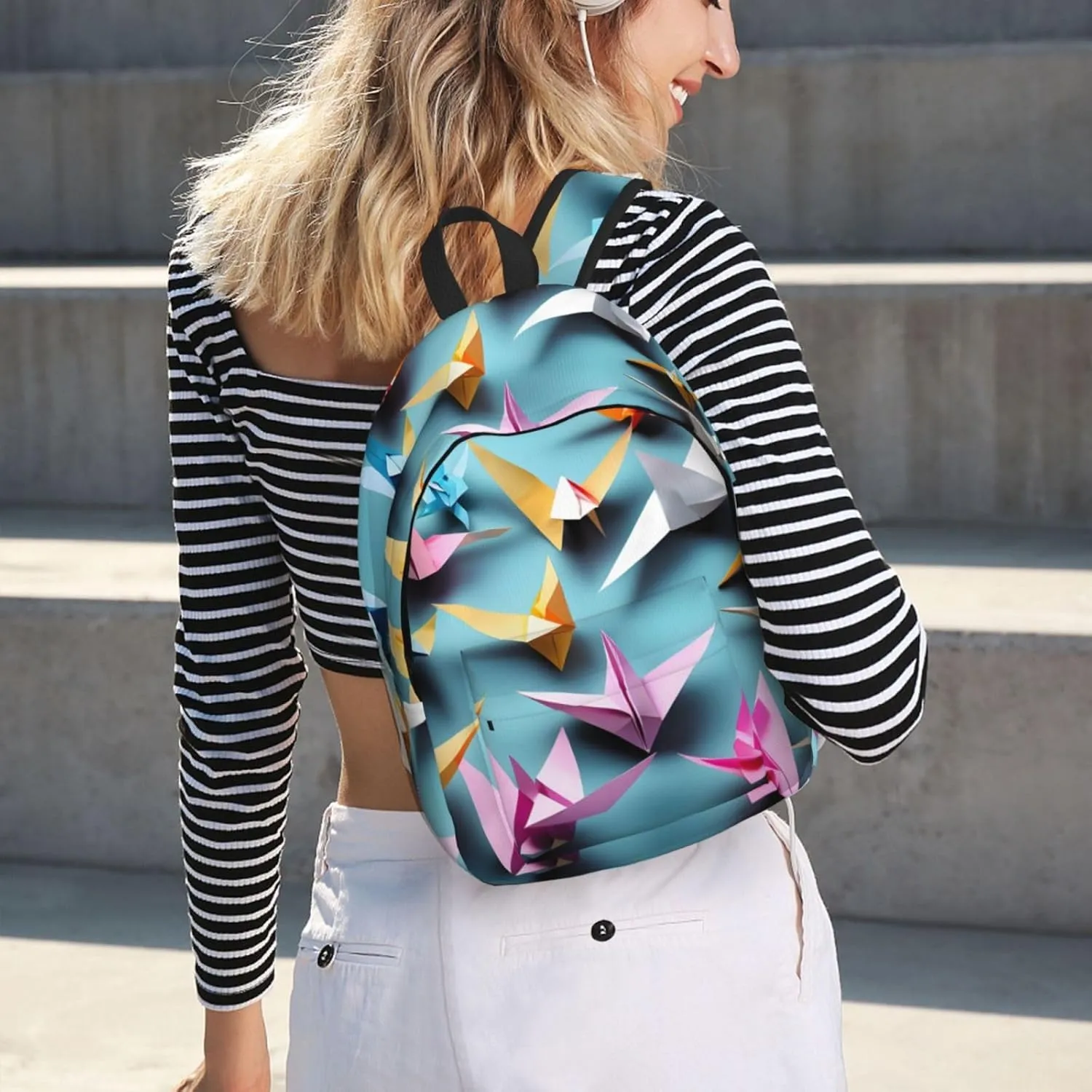 Origami Paper Cranes print Backpack Travel Backpacks for Women Men College Backpack Computer Bag for Travel