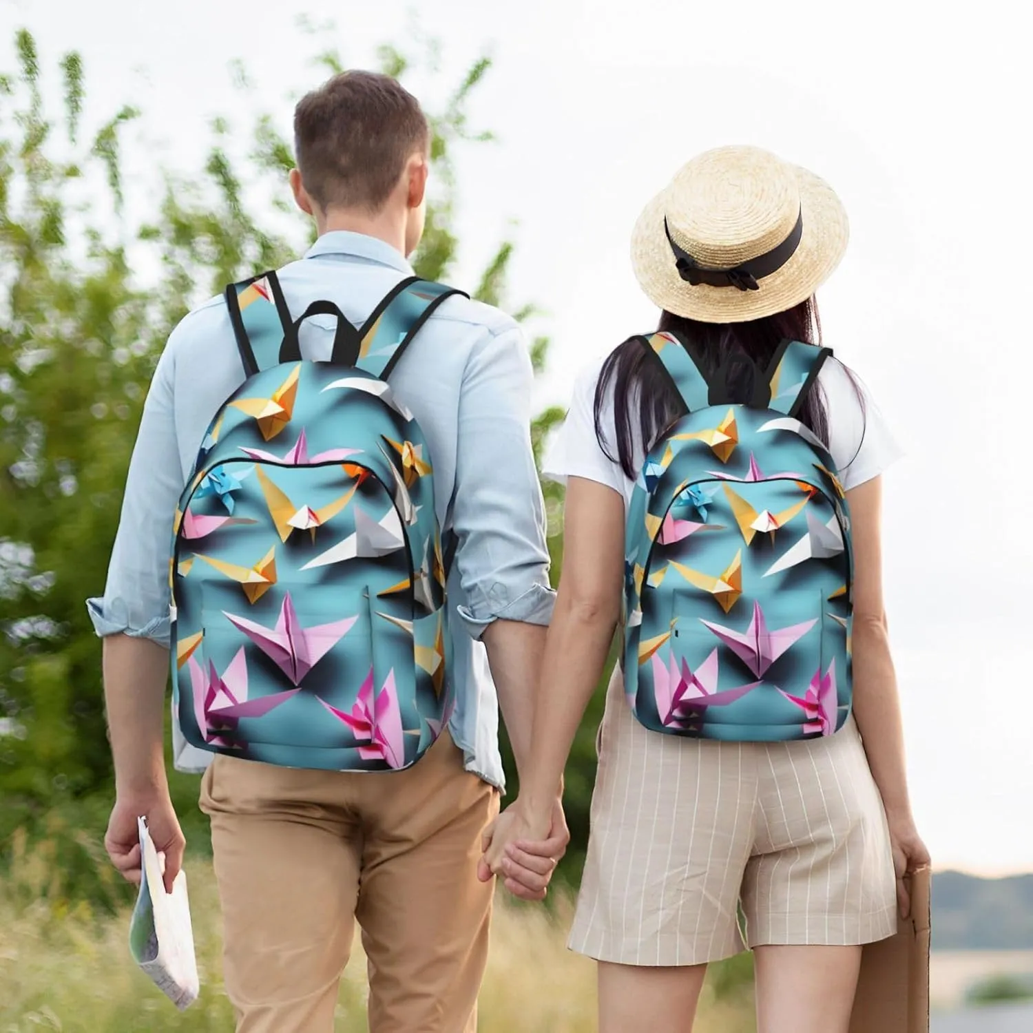 Origami Paper Cranes print Backpack Travel Backpacks for Women Men College Backpack Computer Bag for Travel
