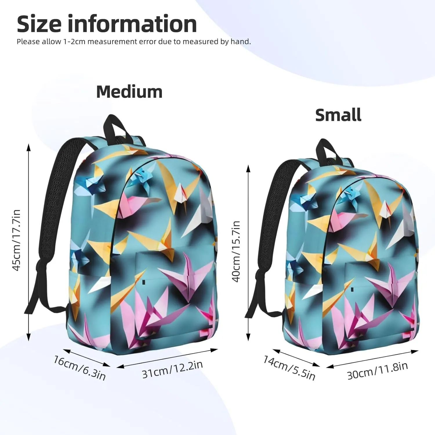 Origami Paper Cranes print Backpack Travel Backpacks for Women Men College Backpack Computer Bag for Travel