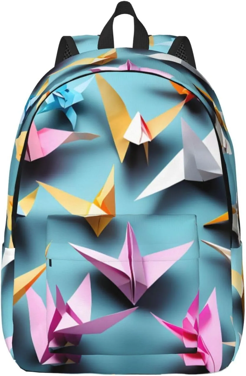 Origami Paper Cranes print Backpack Travel Backpacks for Women Men College Backpack Computer Bag for Travel