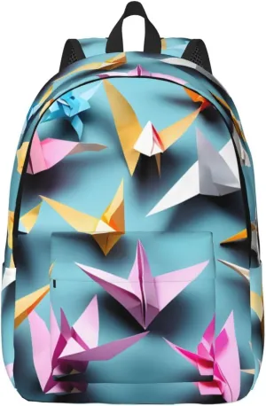 Origami Paper Cranes print Backpack Travel Backpacks for Women Men College Backpack Computer Bag for Travel
