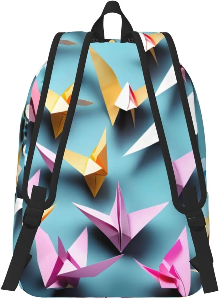 Origami Paper Cranes print Backpack Travel Backpacks for Women Men College Backpack Computer Bag for Travel