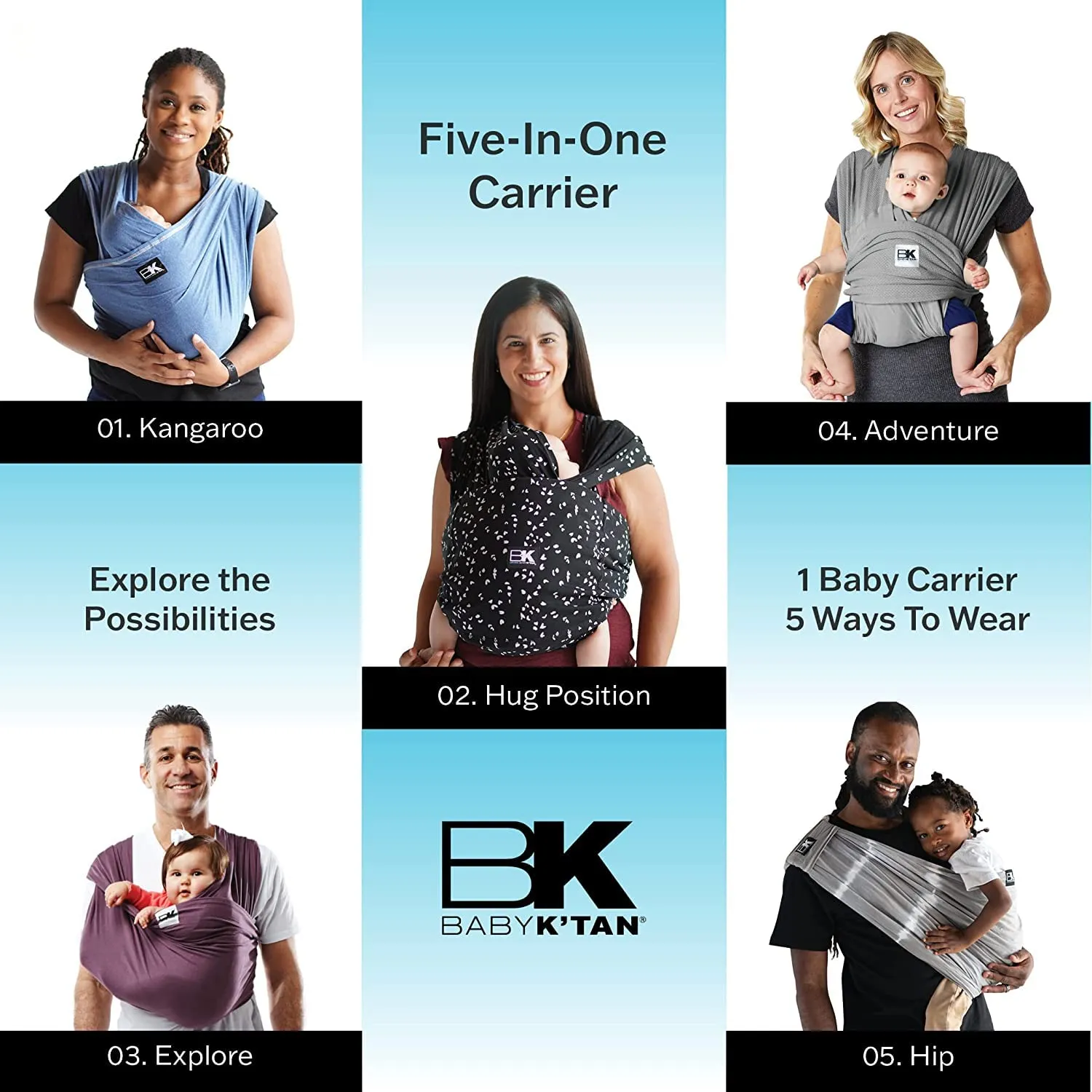 Original Baby K'tan Baby Carrier: #1 Easy Pre-Wrapped, Soft, Slip-On, No Rings, No Buckles | 5 in 1 Baby Sling Gift | The Best Hands Free Infant Wrap For Newborn to Toddler up to 35lb (See Size Chart)