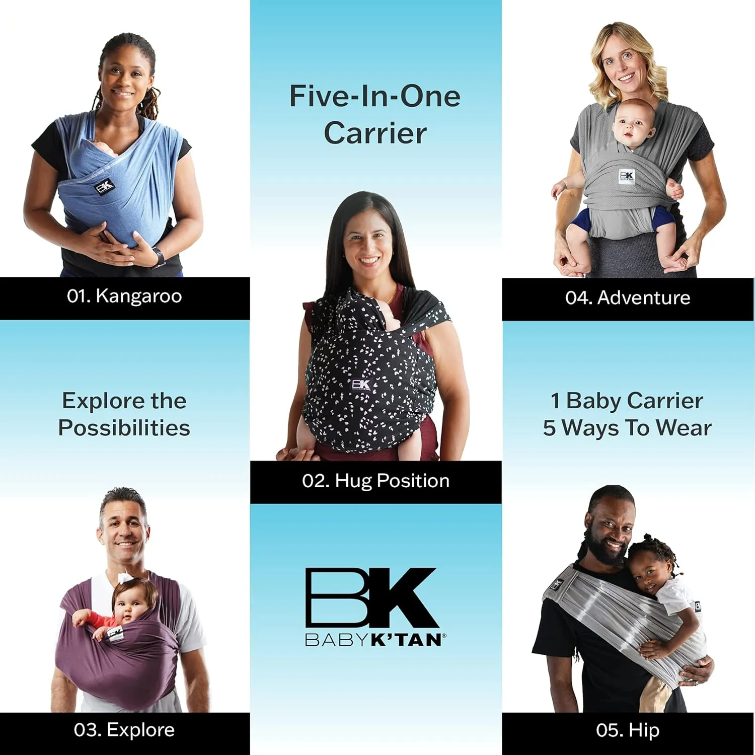 Original Baby K'tan Baby Carrier: #1 Easy Pre-Wrapped, Soft, Slip-On, No Rings, No Buckles | 5 in 1 Baby Sling Gift | The Best Hands Free Infant Wrap For Newborn to Toddler up to 35lb (See Size Chart)