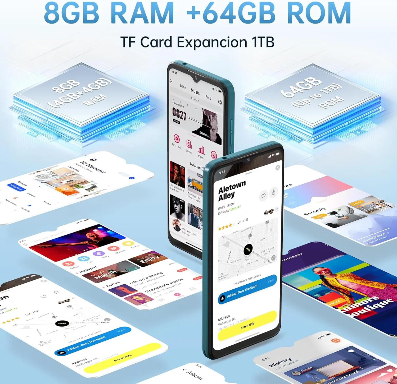 OUKITEL C53 Cell Phone Unlocked, 6.6" HD  Waterdrop Screen Android 14 Phone, 4300mAh Smartphone, 8GB 64GB/1TB Octa Core, 13MP Main Camera, 4G Dual SIM, Face ID/GPS/3.5mm Jack, T-Mobile - Purple