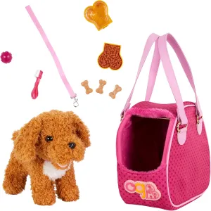 Our Generation Poodle Plush Dog - Pet Bag - 46 cm Doll Accessories - Cuddly Toys - Toy for Children from 3 Years - Plush Dog and Bag