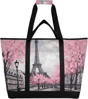 Paris Eiffel Tower Reusable Insulated Lunchbox Cooler Bag, Leakproof Kitchen Grocery Bag Collapsible Portable Cooler Tote Bag for Picnic, Camping, Office, Travel