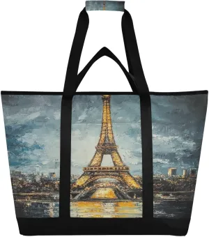 Paris Tower Reusable Insulated Lunchbox Cooler Bag, Leakproof Kitchen Grocery Bag Collapsible Portable Cooler Tote Bag for Picnic, Camping, Office, Travel