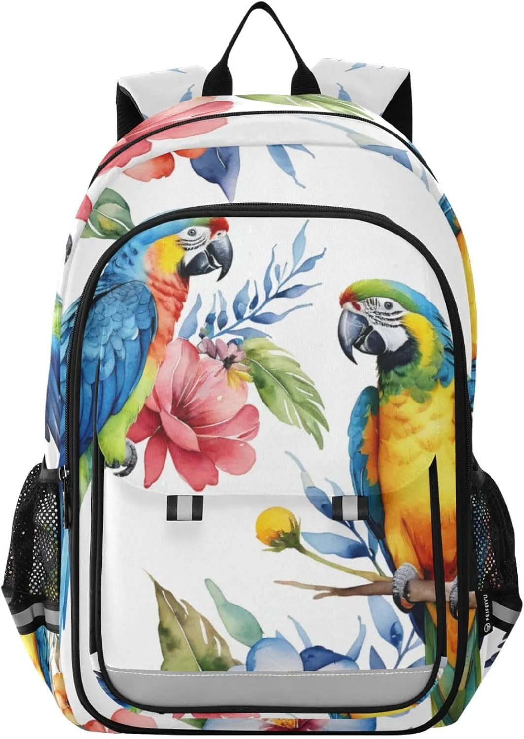 Parrot Flowers Bird Print Backpack for Boys Middle-School Elementary Bookbags 20325553