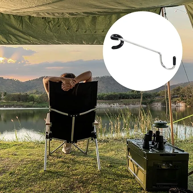 PATIKIL Camping Lantern Hook Hanger, 3 Pack Camping Equipment Non-Slip Tent Lamp Hooks Pole Hanger for Outdoor Hiking, Black