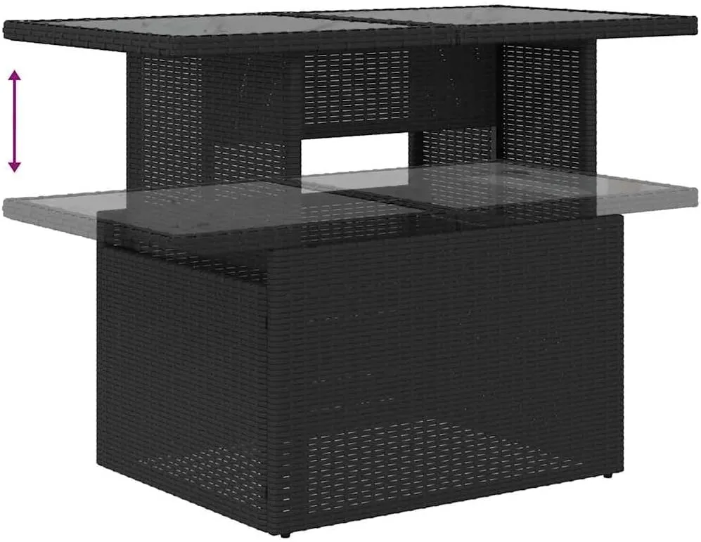 Patio Furniture Conversation Set Outdoor, Wicker Rattan Chair - Acacia Table & Piece Clearance Garden Chairs for Balcony Porch