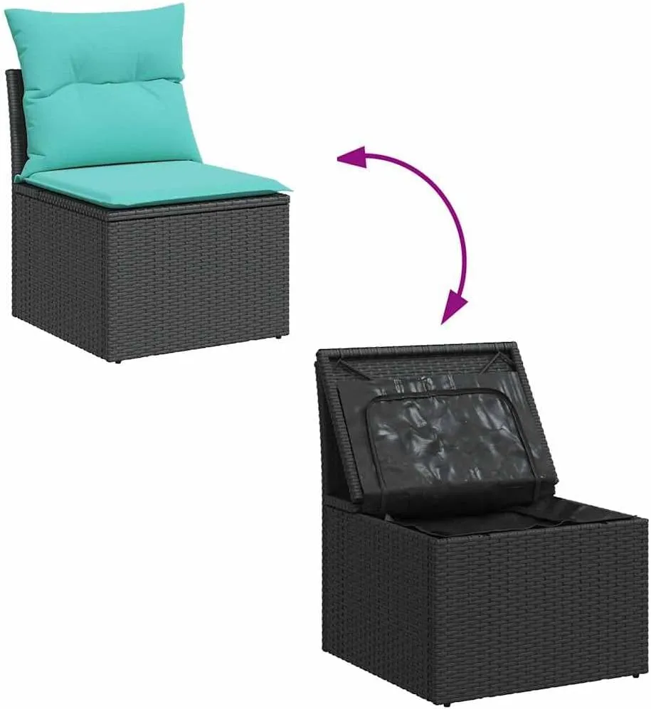 Patio Furniture Conversation Set Outdoor, Wicker Rattan Chair - Acacia Table & Piece Clearance Garden Chairs for Balcony Porch