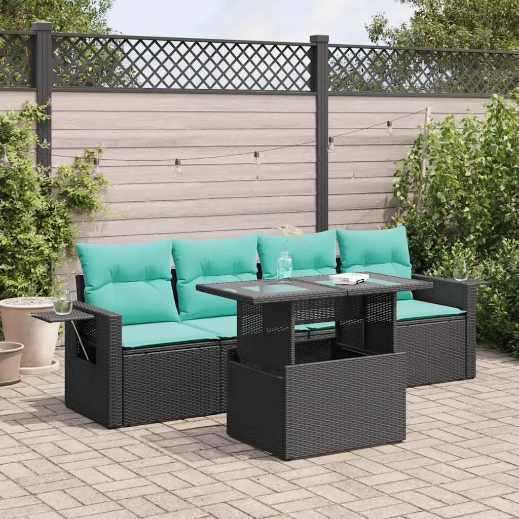 Patio Furniture Conversation Set Outdoor, Wicker Rattan Chair - Acacia Table & Piece Clearance Garden Chairs for Balcony Porch