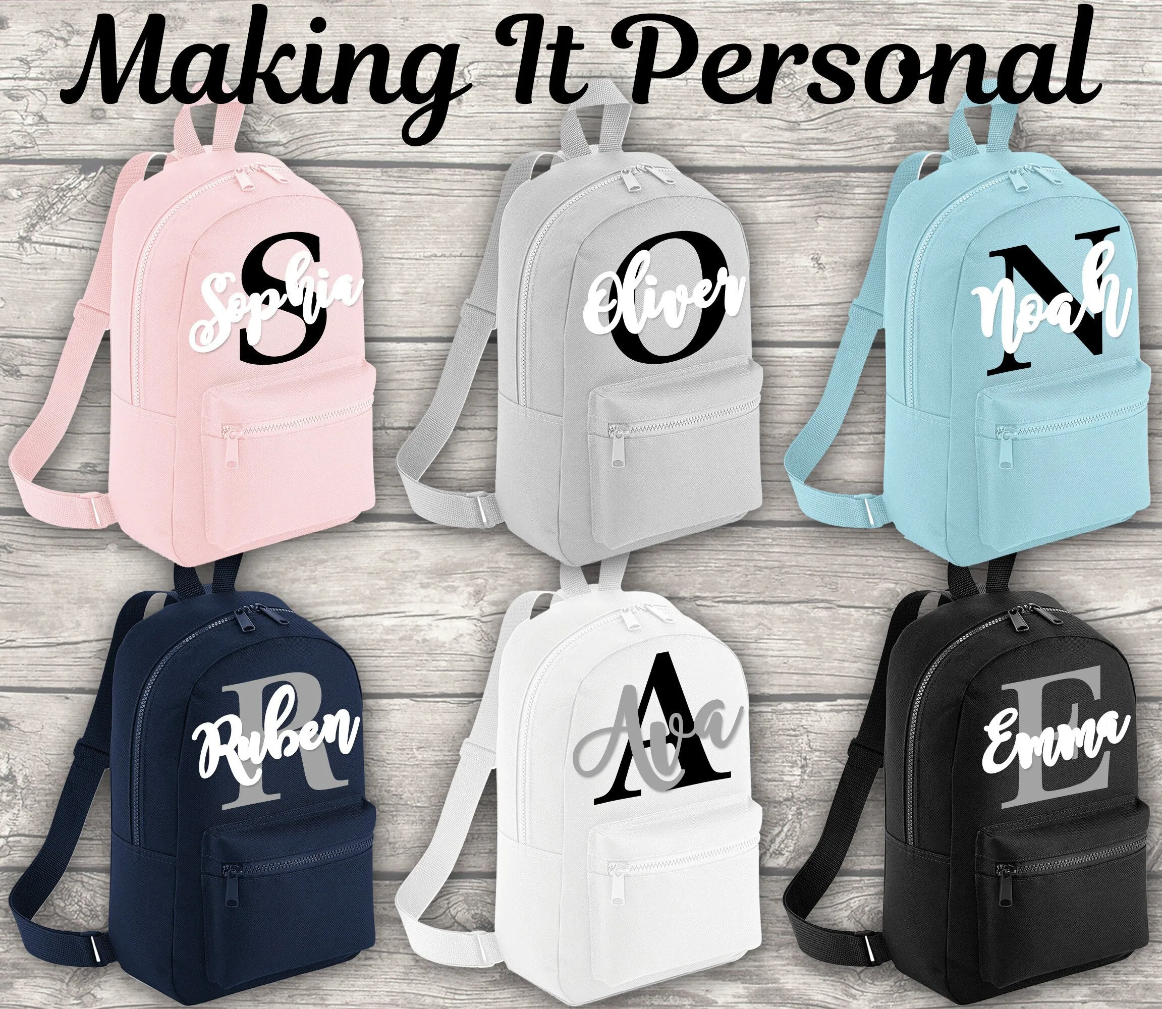 Personalised Mini Kids Initial Boys Girls Backpack Name Toddler School Nursery Bag Mini Backpack Back To School Backpack Kids Child Toddler
