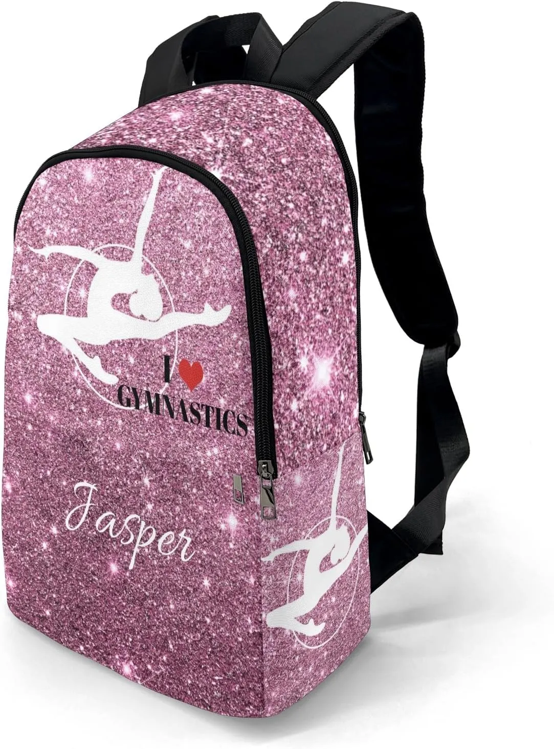 Personalized Backpack Glitter Inbakerdoek Rhythmic Gymnastics Travel Backpack College BookBag School Bag 17.7 IN for Girls Boys Kids
