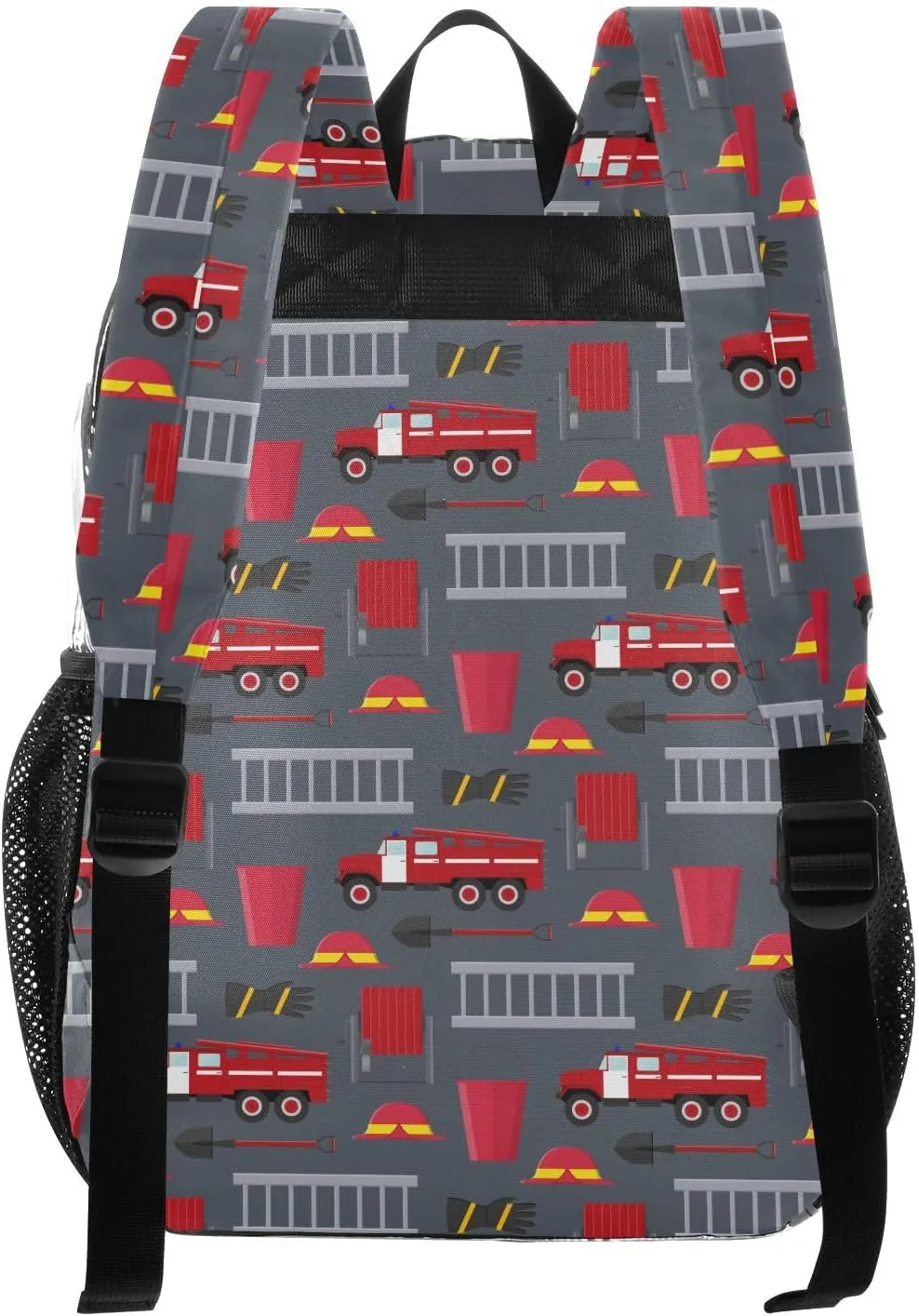 Personalized Clear Backpacks for Girls Boys Women Men Red Fire Truck Custom Name PVC Transparent Bookbag for Schools Stadium Concerts Work