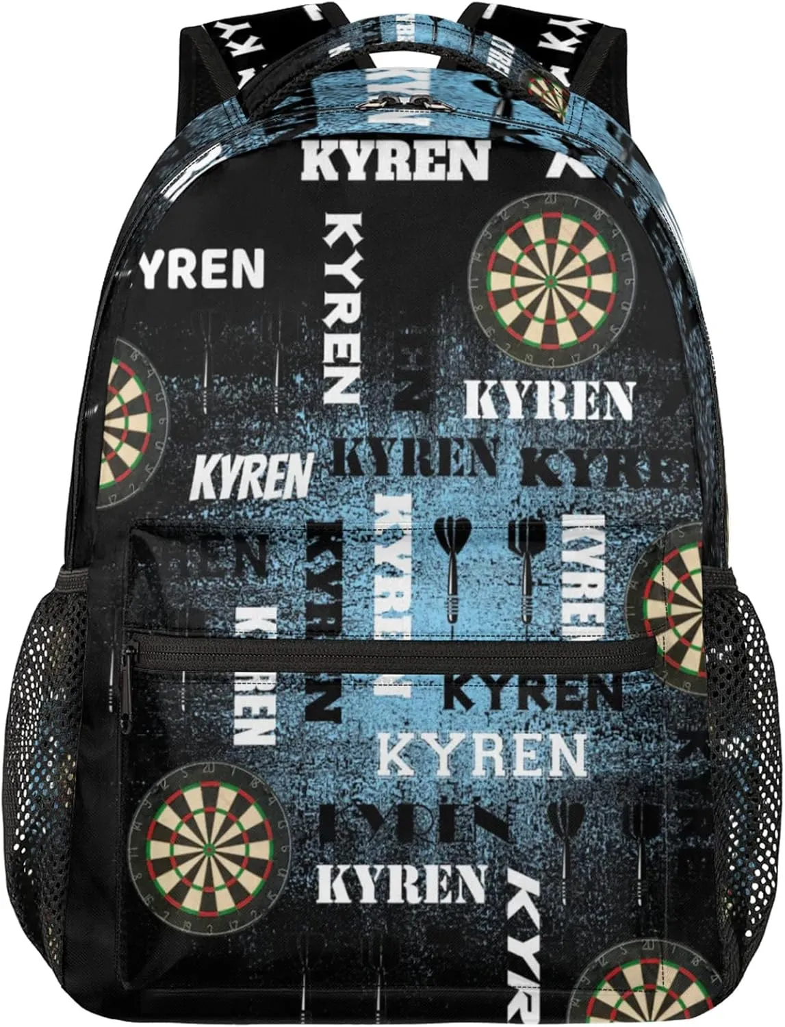 Personalized Darts Backpack, Customized Sports Bag Backpack for Men Women, Custom Name Laptop Backpacks Travel Camping Daypack, Blue Black