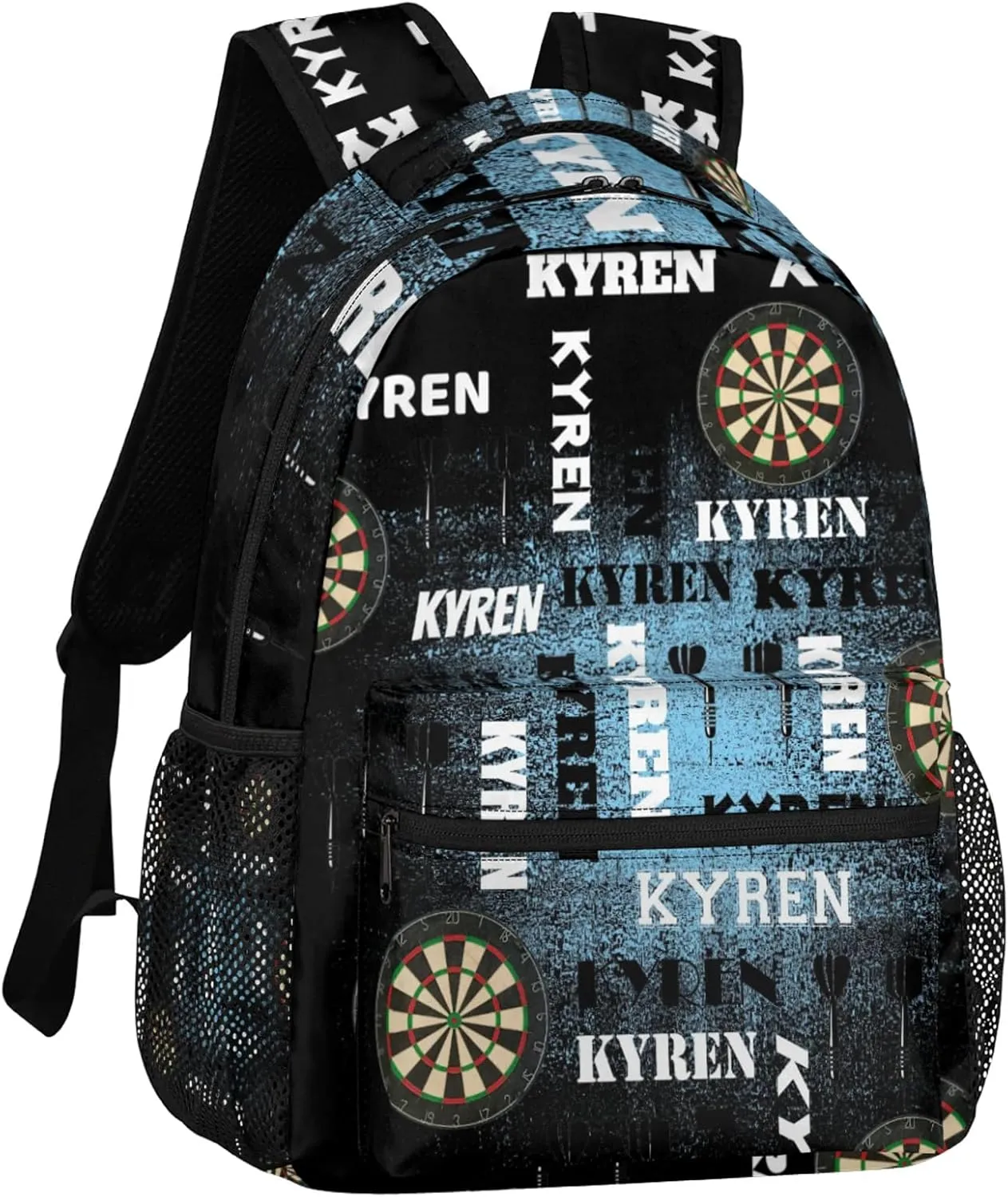 Personalized Darts Backpack, Customized Sports Bag Backpack for Men Women, Custom Name Laptop Backpacks Travel Camping Daypack, Blue Black