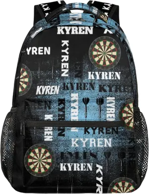 Personalized Darts Backpack, Customized Sports Bag Backpack for Men Women, Custom Name Laptop Backpacks Travel Camping Daypack, Blue Black