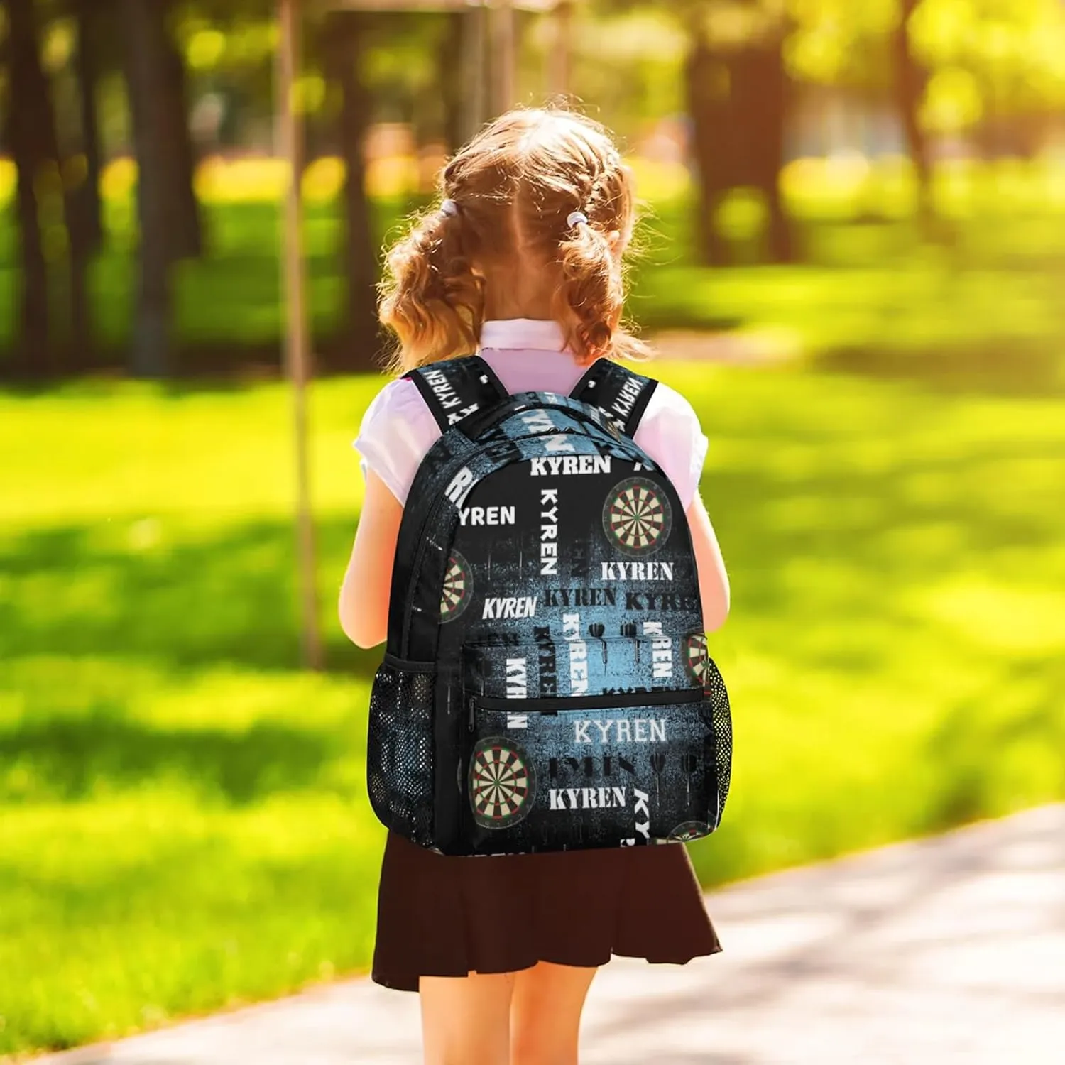 Personalized Darts Backpack, Customized Sports Bag Backpack for Men Women, Custom Name Laptop Backpacks Travel Camping Daypack, Blue Black
