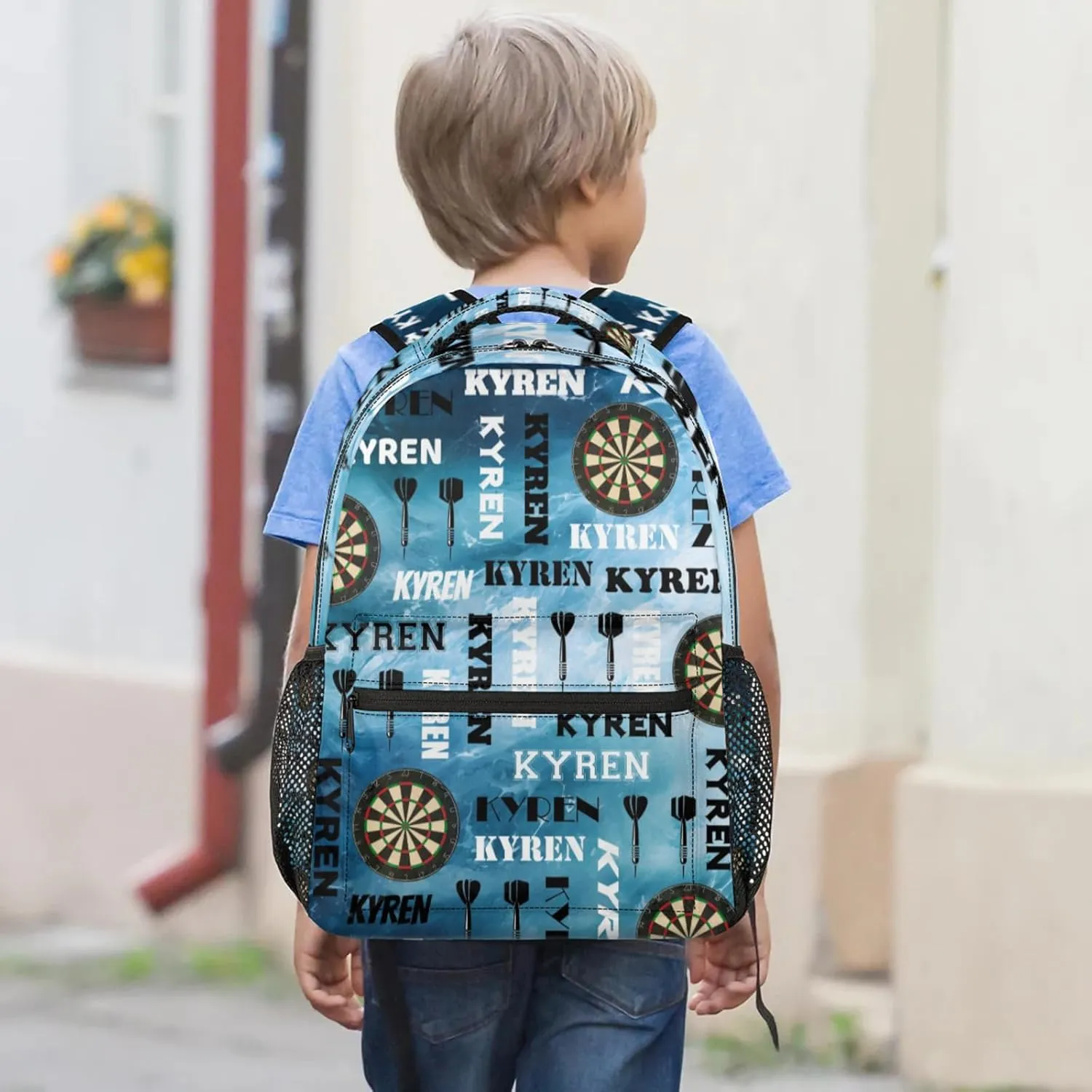 Personalized Darts Backpack with Name, Custom Sports Bag Backpack for Men Women, Customized Laptop Backpacks Travel Camping Daypack, Blue Navy