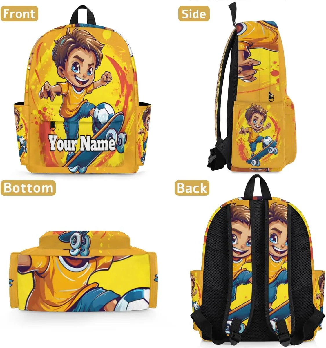 Personalized Skateboard Sport Preschool Toddler Backpack for Boys Girls Custom Kids Name Small Bookbags Kindergarten Elementary Backpack, Boys Skateboarding