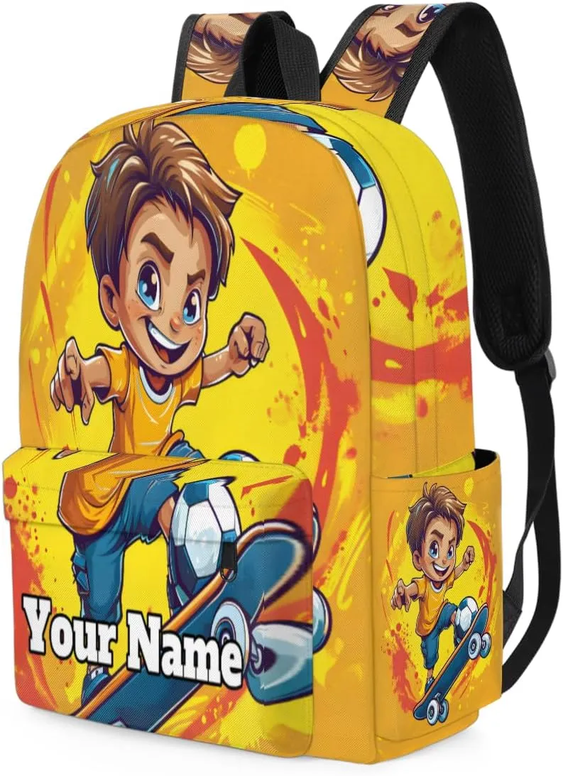 Personalized Skateboard Sport Preschool Toddler Backpack for Boys Girls Custom Kids Name Small Bookbags Kindergarten Elementary Backpack, Boys Skateboarding