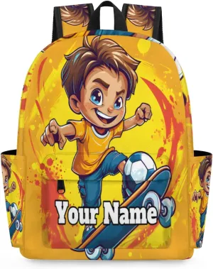 Personalized Skateboard Sport Preschool Toddler Backpack for Boys Girls Custom Kids Name Small Bookbags Kindergarten Elementary Backpack, Boys Skateboarding