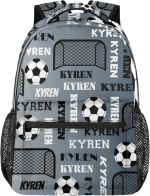 Personalized Soccer Backpack for Men Women, Custom Name Sports Bag Backpack Laptop Backpacks Travel Camping Daypack, Black Grey