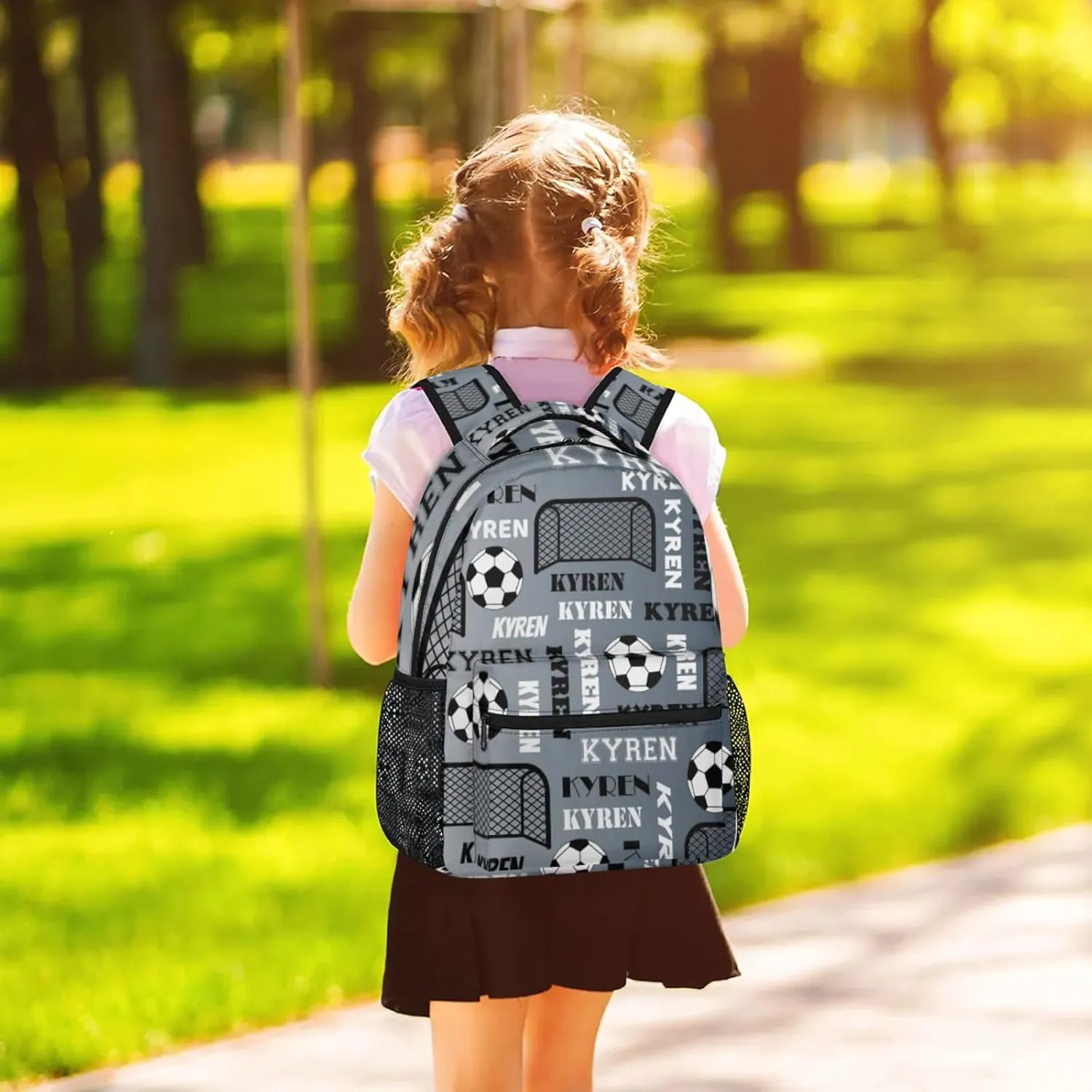 Personalized Soccer Backpack for Men Women, Custom Name Sports Bag Backpack Laptop Backpacks Travel Camping Daypack, Black Grey