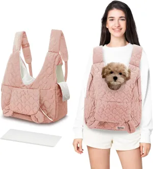 Pet Carrier Backpack, Adjustable Pet Front Cat Dog Carrier Backpack Travel Bag for Small Medium Dogs Cats and Rabbits, Safety Strap with Removable Bottom Plate for Camping Hiking Traveling