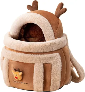 Pet Carrier Backpack for Cat Dog Portable Small Animal Cage Outgoing Plush Bag Cat Winter Travel Bag Dog Carrier Backpacks Front for Dogs