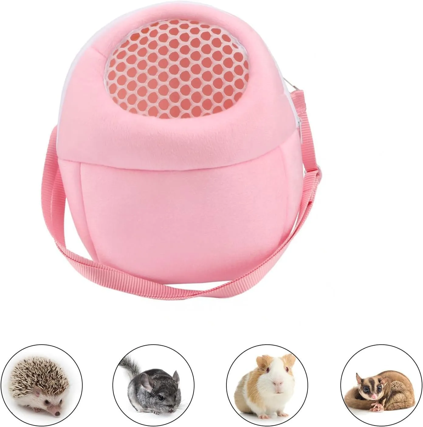 Pet Carrier Backpack for Small Animals, Travel Handbag for Cat, Puppy, Guinea Pig, Hedgehog, Hamster (Pink, M)