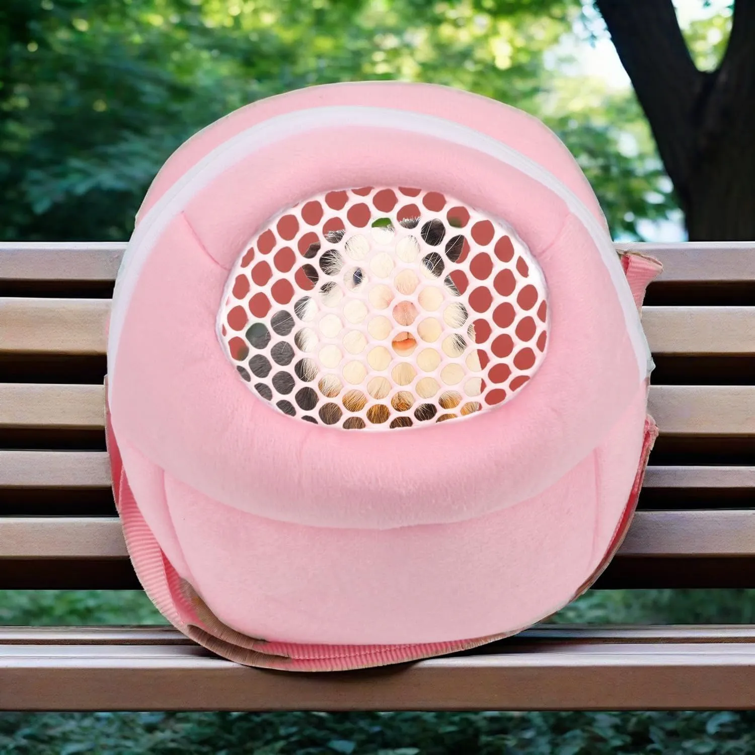 Pet Carrier Backpack for Small Animals, Travel Handbag for Cat, Puppy, Guinea Pig, Hedgehog, Hamster (Pink, M)