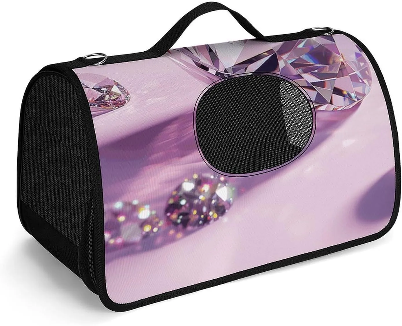 Pet Carrier, Diamonds on The Ground Printed Pet Function Handbag, Breathable Mesh Soft Cushion, Pet Travel Portable Bag Carrier for Cat and Small Dog Home, 45X26X23.5cm