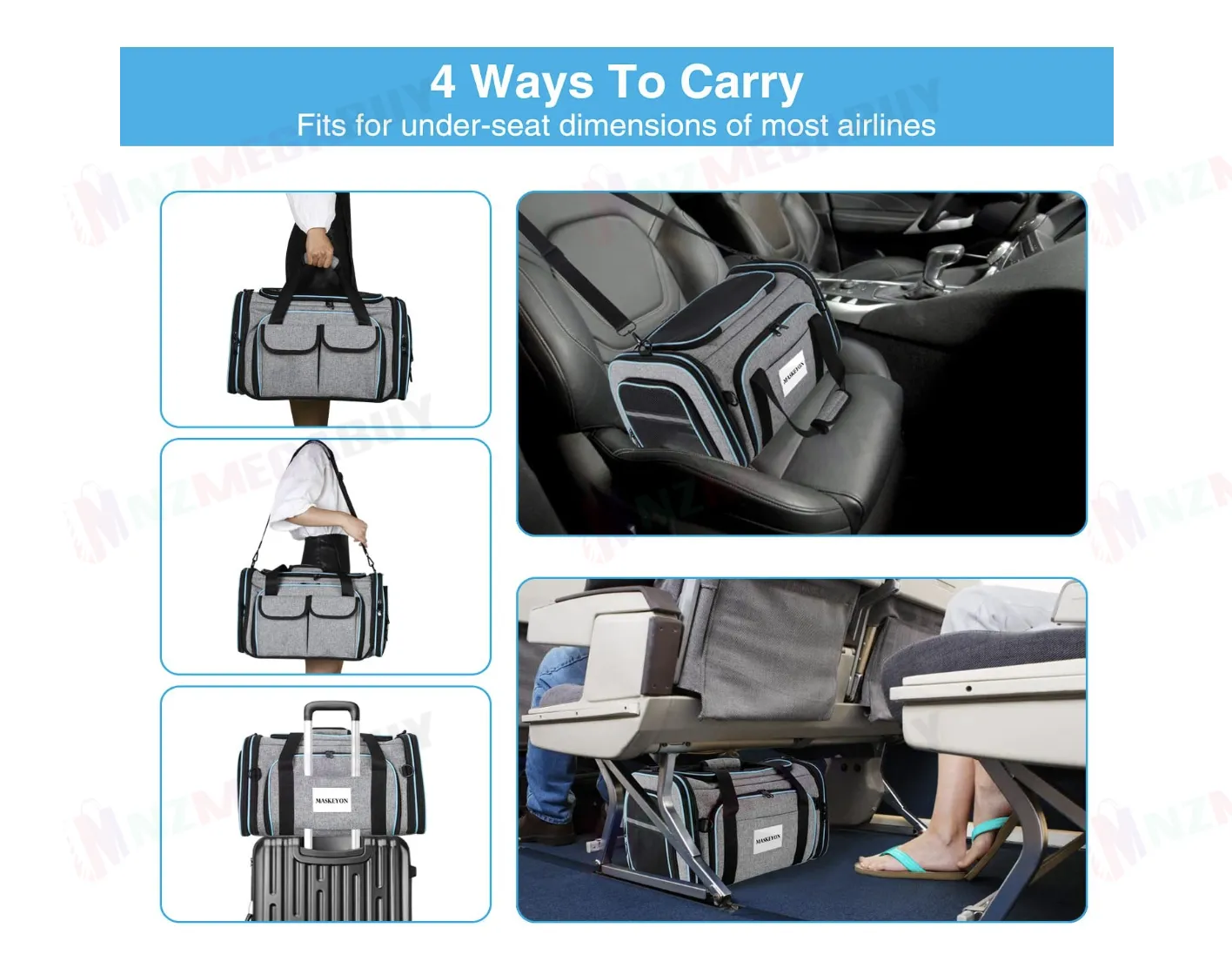 Pet carrier dog cat carrier 46CM  Durable  Grey Blue