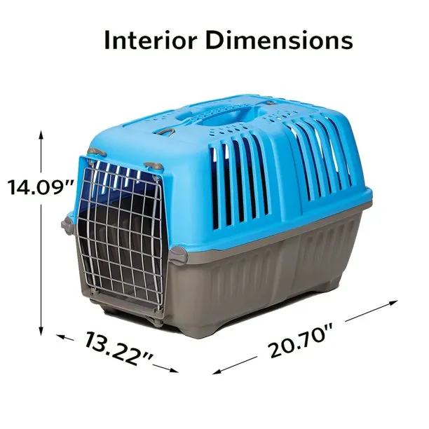 Pet Carrier with 1 Door 22 Inches Blue and Gray