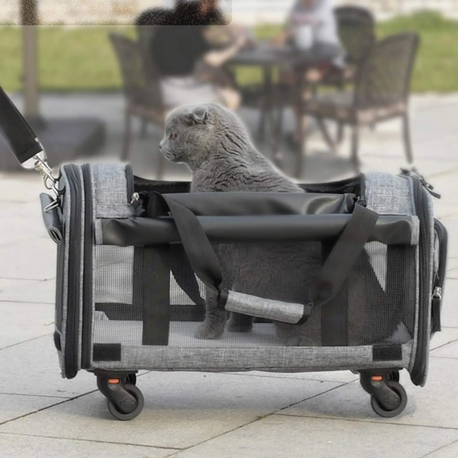 Pet Carrier with Removable Wheels for Pets Up to 20 Pounds,Rolling Pet Carrier Soft Sided, Airline Approved Small Dog and Cat Pet Travel Carrier Pets Carrier Stroller Wheel Bag