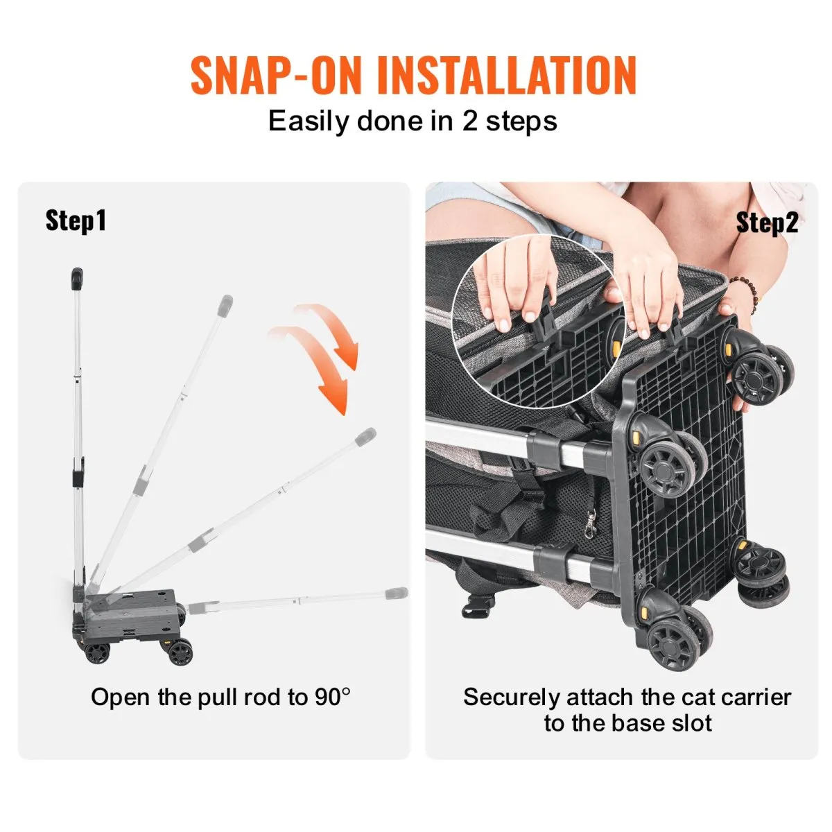 Pet Carrier with Wheels, Rolling Pet Carrier with Telescopic Handle