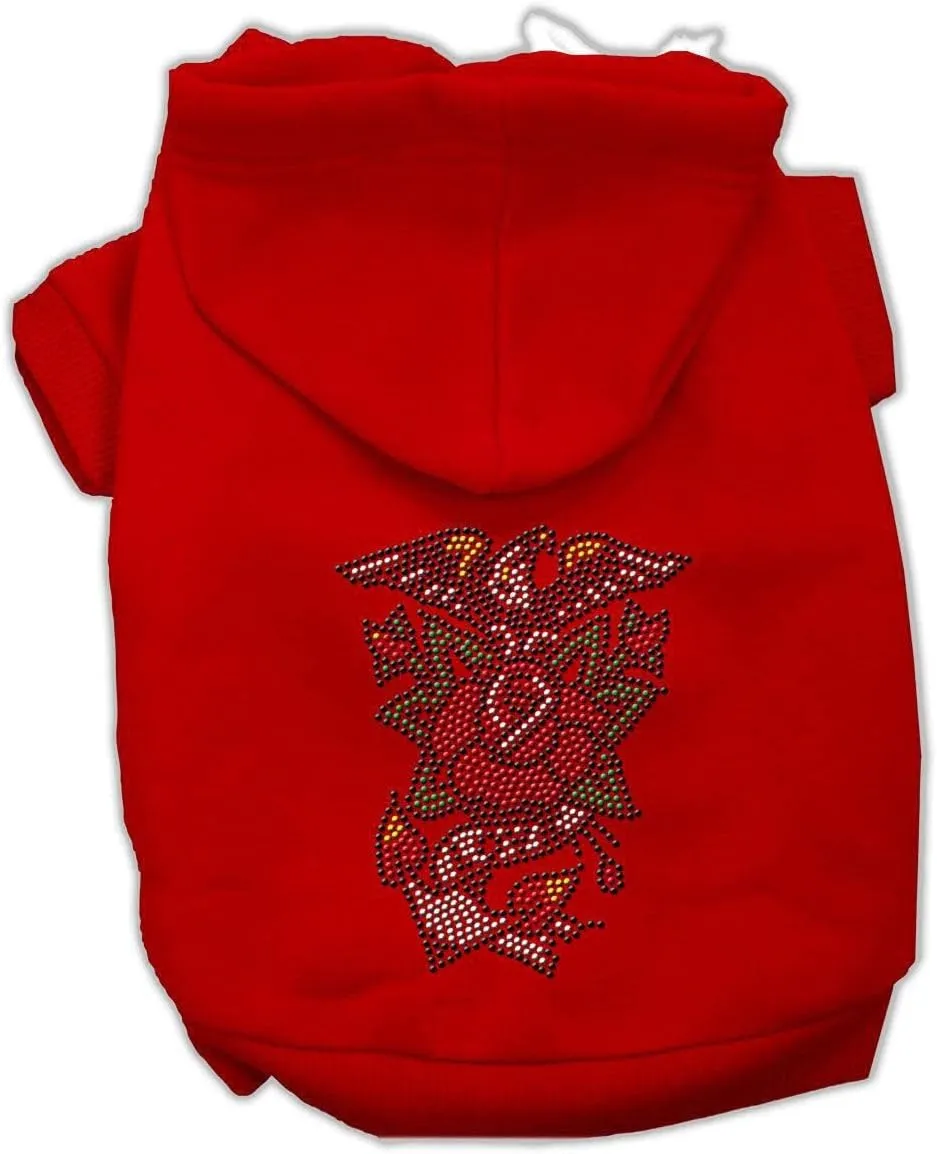 Pet, Dog & Cat Hoodie Nailhead Rhinestone, "Eagle Rose" Black XS (0-3 lbs.)