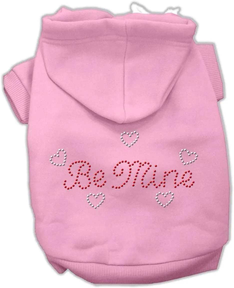 Pet, Dog & Cat Hoodie Rhinestone, "Be Mine" Gray XS (0-3 lbs.)