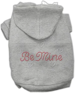 Pet, Dog & Cat Hoodie Rhinestone, "Be Mine" Gray XS (0-3 lbs.)