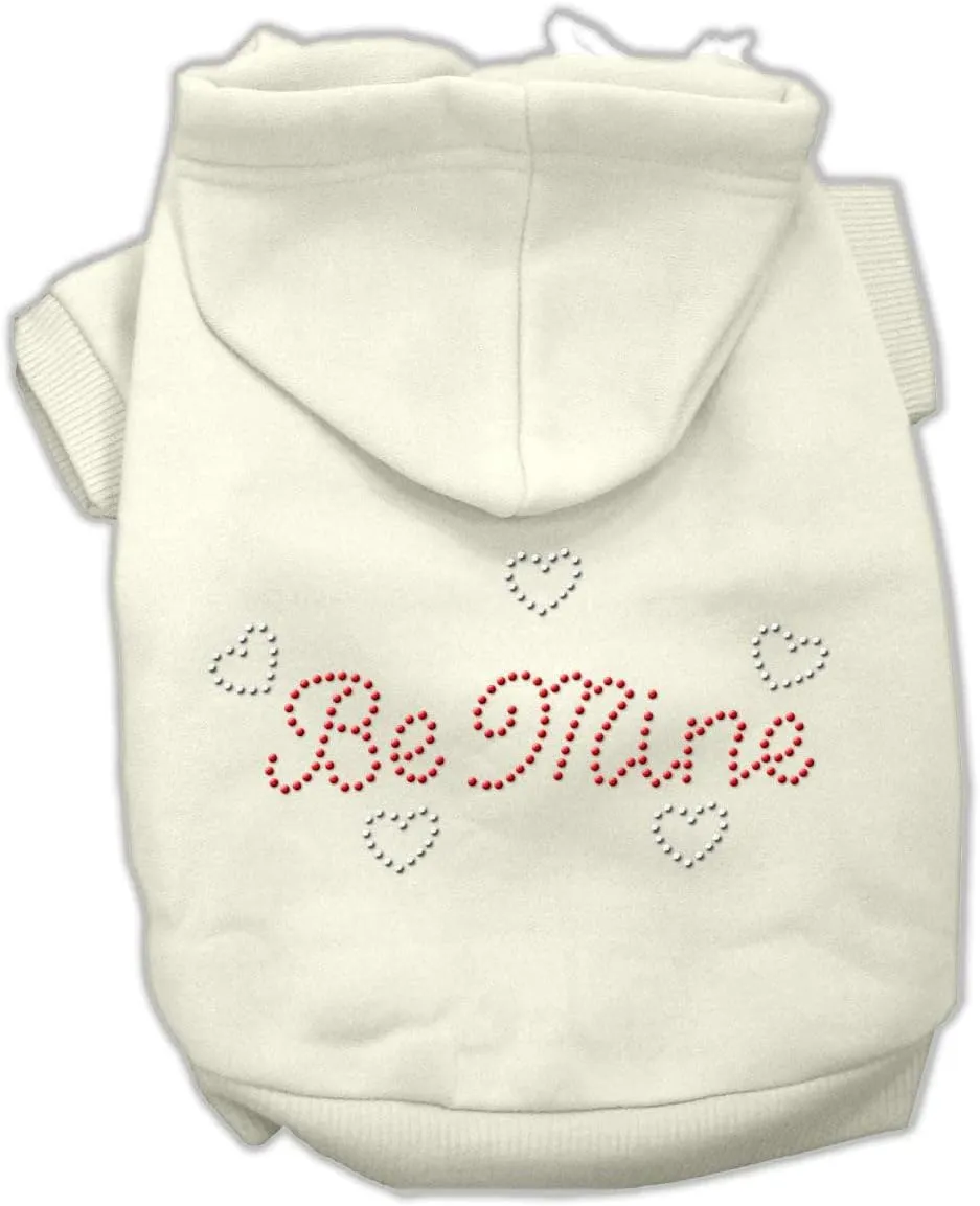 Pet, Dog & Cat Hoodie Rhinestone, "Be Mine" Gray XS (0-3 lbs.)