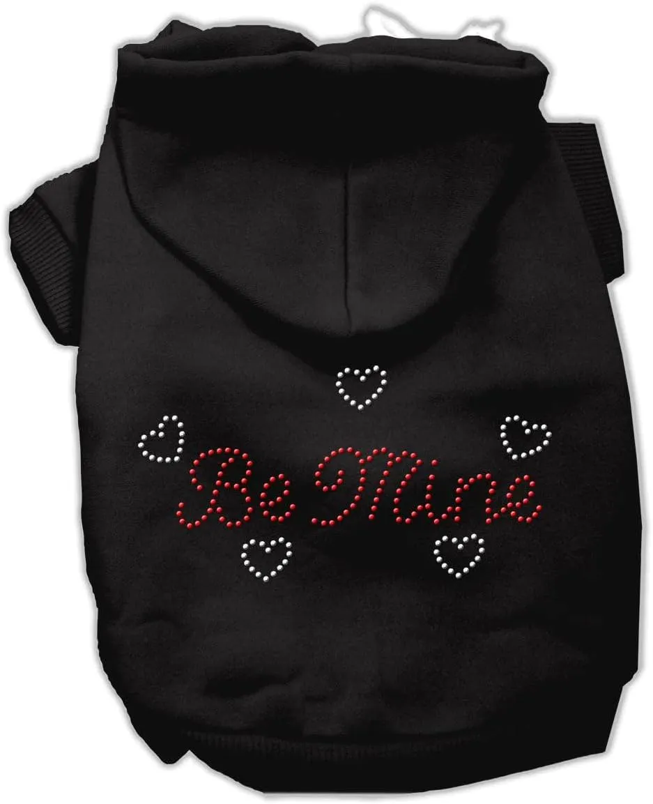 Pet, Dog & Cat Hoodie Rhinestone, "Be Mine" Gray XS (0-3 lbs.)