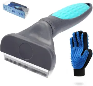 Pet Grooming Kit for Cats and Small Dogs, Undercoat Deshedding Tool Set, Gently and Effectively Remove Loose Hair and Reduce Shedding, Includes a Brush and a Double-sided Silicone Glove